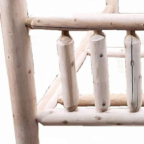 Homeroots Natural Dark Brown Finish Low Post Cedar Log King Bed  Wood 370311