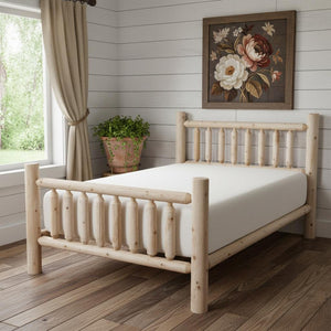 HomeRoots Natural Dark Brown Low Post Cedar King Bed - Rustic Farmhouse Design with Durable Craftsmanship 370311