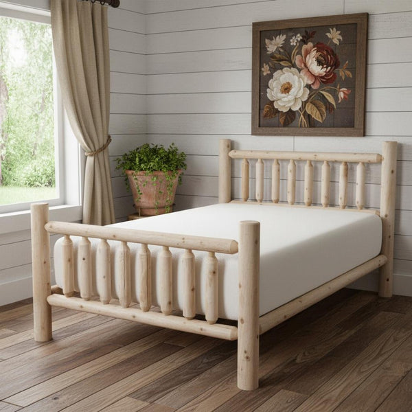 HomeRoots Natural Dark Brown Low Post Cedar King Bed - Rustic Farmhouse Design with Durable Craftsmanship 370311