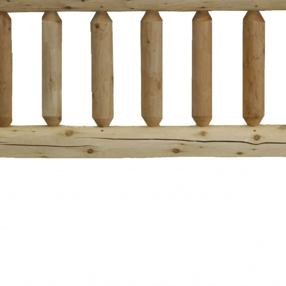 HomeRoots Natural Cedar Log Twin Headboard - Rustic Vintage Brown Finish, Durable Slat Design for Cozy Spaces 370315