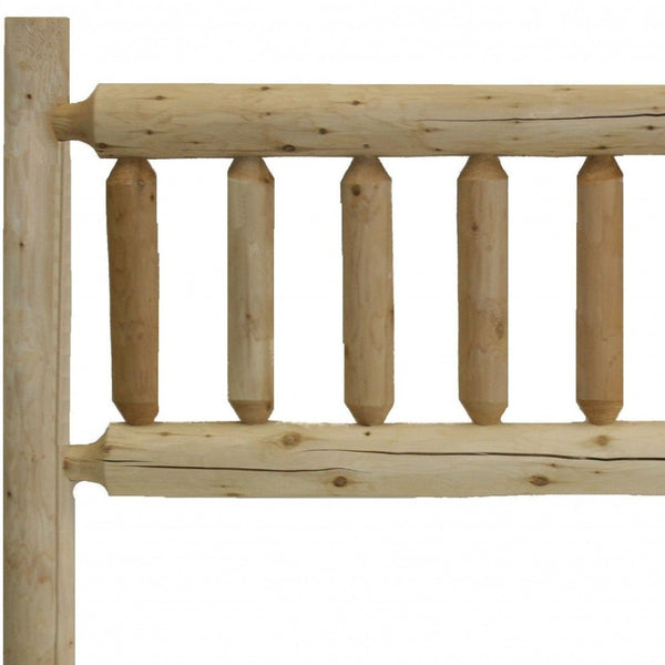 HomeRoots Natural Cedar Log Double Headboard - Rustic Charm for Full Beds, Durable Cedar, Easy Assembly & Style 370316