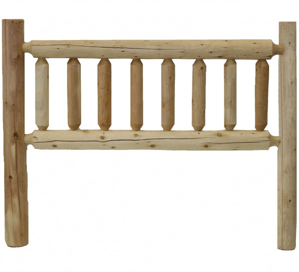 HomeRoots Natural Cedar Log Double Headboard - Rustic Charm for Full Beds, Durable Cedar, Easy Assembly & Style 370316