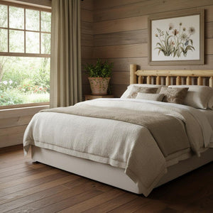 HomeRoots Natural Cedar Log Double Headboard - Rustic Charm for Full-Size Beds | Handcrafted & Durable Design 370317