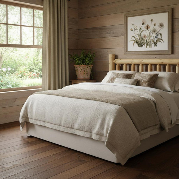 HomeRoots Natural Cedar Log Double Headboard - Rustic Charm for Full-Size Beds | Handcrafted & Durable Design 370317
