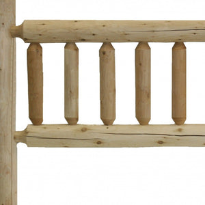 HomeRoots Natural Cedar Log Double Headboard in Honey Finish | Rustic Charm for Cozy Bedrooms & Decor 370318