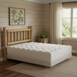 HomeRoots Natural Cedar Log Double Headboard in Honey Finish | Rustic Charm for Cozy Bedrooms & Decor 370318