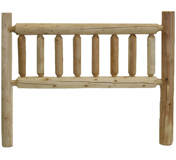 HomeRoots Natural Cedar Log Double Headboard - Rustic Vintage Brown Finish for Cozy Bedroom Charm & Style 370319