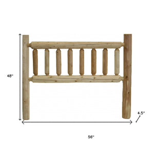 HomeRoots Natural Cedar Log Double Headboard - Rustic Vintage Brown Finish for Cozy Bedroom Charm & Style 370319