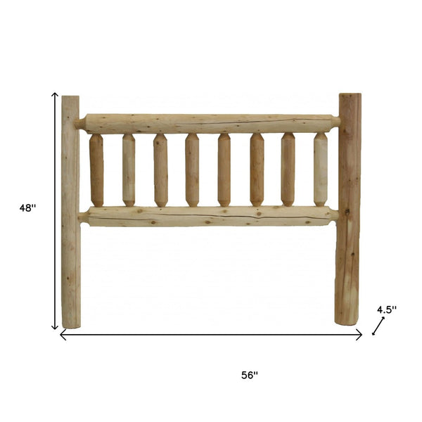 HomeRoots Natural Cedar Log Double Headboard - Rustic Vintage Brown Finish for Cozy Bedroom Charm & Style 370319