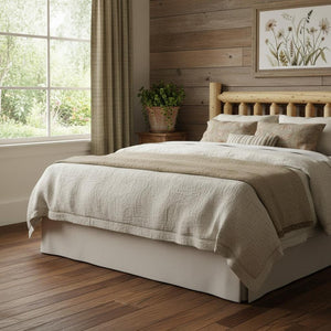 HomeRoots Natural Cedar Log Double Headboard - Rustic Vintage Brown Finish for Cozy Bedroom Charm & Style 370319