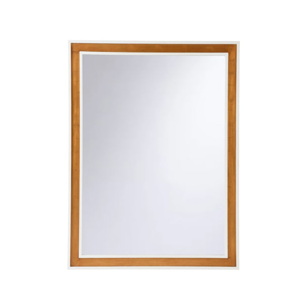 Chelsea House Baldwin Mirror White — 48"X36" Transitional Designer Wall Mirror By Jamie Merida With Gold Accents And Slim Profile 370321