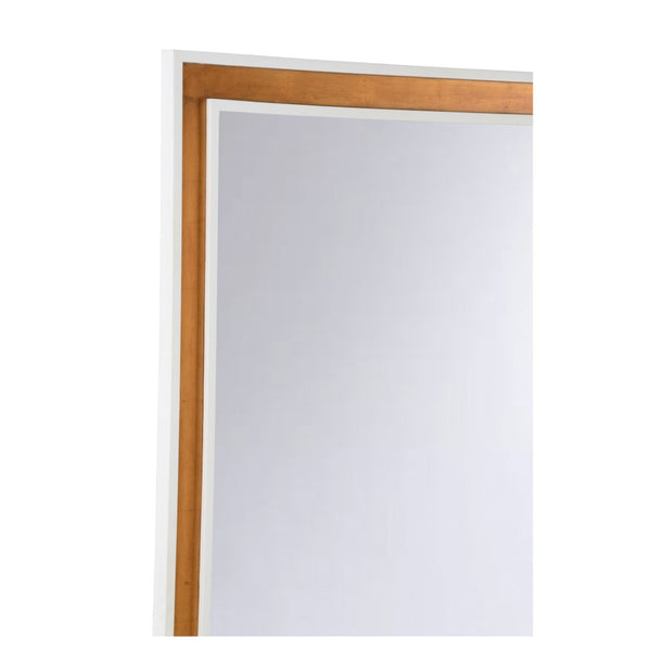 Chelsea House Baldwin Mirror White — 48"X36" Transitional Designer Wall Mirror By Jamie Merida With Gold Accents And Slim Profile 370321