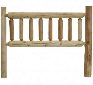 HomeRoots Natural Vintage Brown Finish Cedar Log Queen Headboard - Rustic Charm, Durable Design for Bedrooms 370323