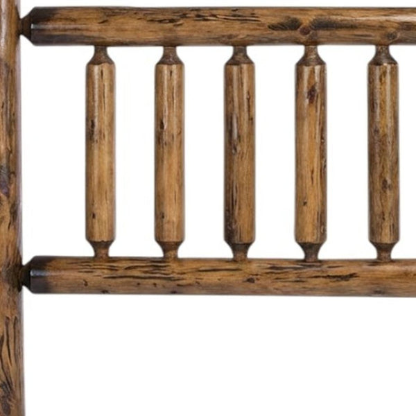 HomeRoots Natural Vintage Brown Finish Cedar Log King Headboard - Rustic Lodge Style, Durable Solid Wood Design 370327