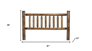 HomeRoots Natural Vintage Brown Finish Cedar Log King Headboard - Rustic Lodge Style, Durable Solid Wood Design 370327