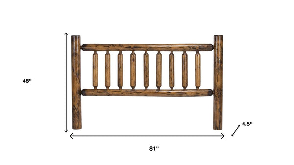 HomeRoots Natural Vintage Brown Finish Cedar Log King Headboard - Rustic Lodge Style, Durable Solid Wood Design 370327