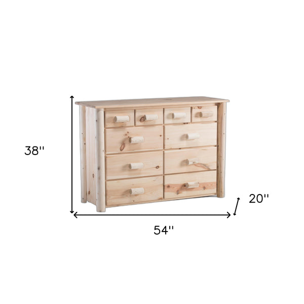 Homeroots Natural Unfinished Wood Ten Drawer Dresser  Solid Wood 370332