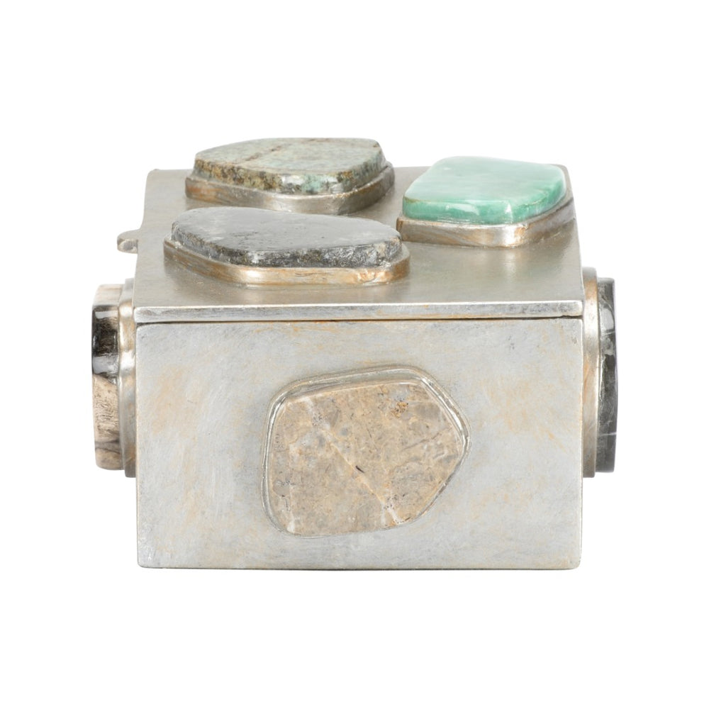 Chelsea House Caribbean Gold Jewelry Box With Multi-Colored Gemstones, Compact Rectangular Trinket Case For Gifts 370334