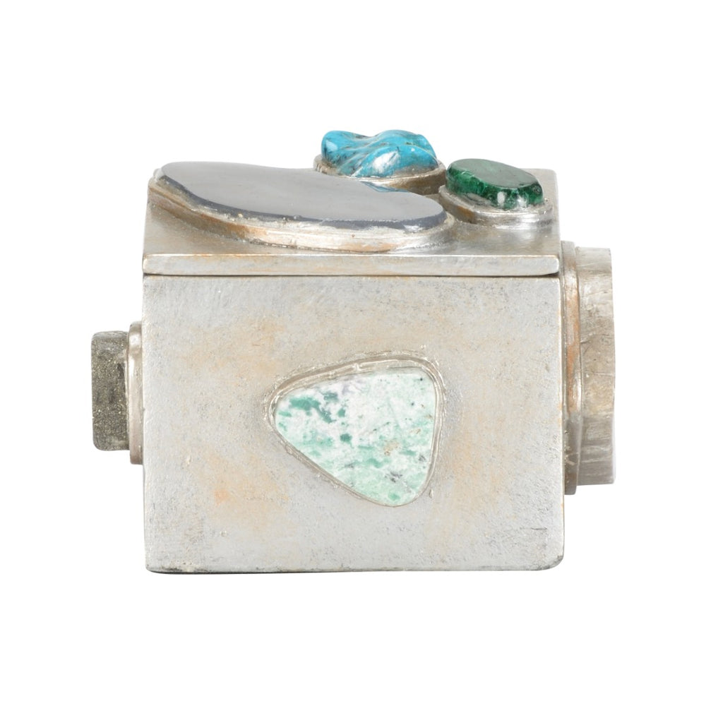 Chelsea House Caribbean Gold Jewelry Box With Multicolored Gemstones — Square Metal Trinket Box, Luxe 3X7" Storage 370337