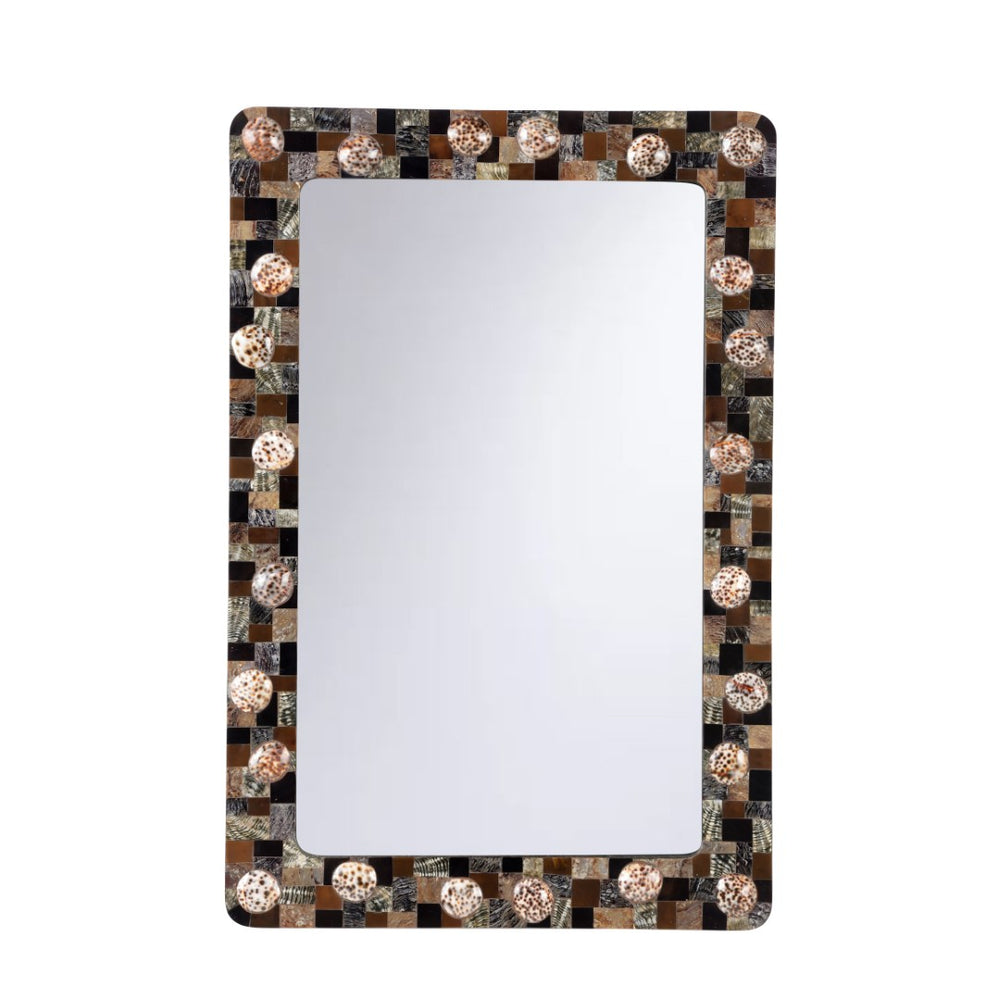 Chelsea House Mariel Coastal Mirror With Handcrafted Shell Mosaic Frame, 30"X20" Artisan Accent For Entryway Decor 370338