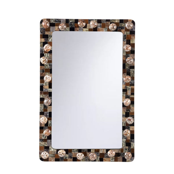 Chelsea House Mariel Coastal Mirror With Handcrafted Shell Mosaic Frame, 30"X20" Artisan Accent For Entryway Decor 370338