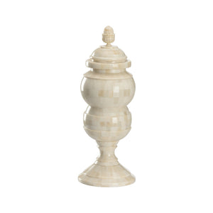 Chelsea House Cyrus Bone Jar Handcrafted Bone Inlay Vase 19.5" Tall Natural White Geometric Accent Piece 370340