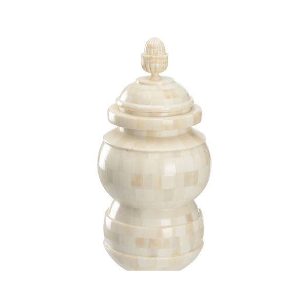 Chelsea House Cyrus Bone Jar Handcrafted Bone Inlay Vase 19.5" Tall Natural White Geometric Accent Piece 370340