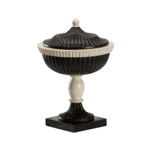 Chelsea House Cyrus Handcrafted Bone Inlay Pedestal — Mango Wood Accent Table, Sculptural Display Stand, 15"H 370341