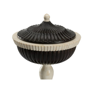 Chelsea House Cyrus Handcrafted Bone Inlay Pedestal — Mango Wood Accent Table, Sculptural Display Stand, 15"H 370341