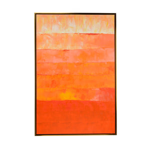 Chelsea House Fence Hand-Painted Orange Abstract Canvas Wall Art 72X48 With Antique Gold Wood Frame, Ready To Hang 370352