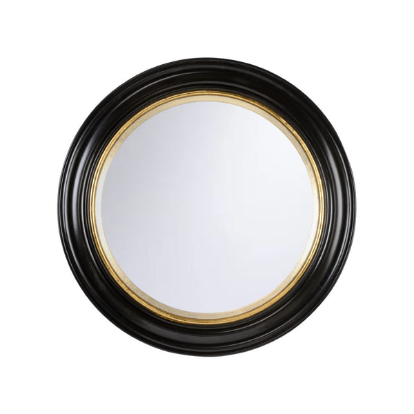 Chelsea House Midnight Regency-Inspired 40" Round Mirror With Black Wood Frame And Subtle Gold Inner Accents, 40" 370359