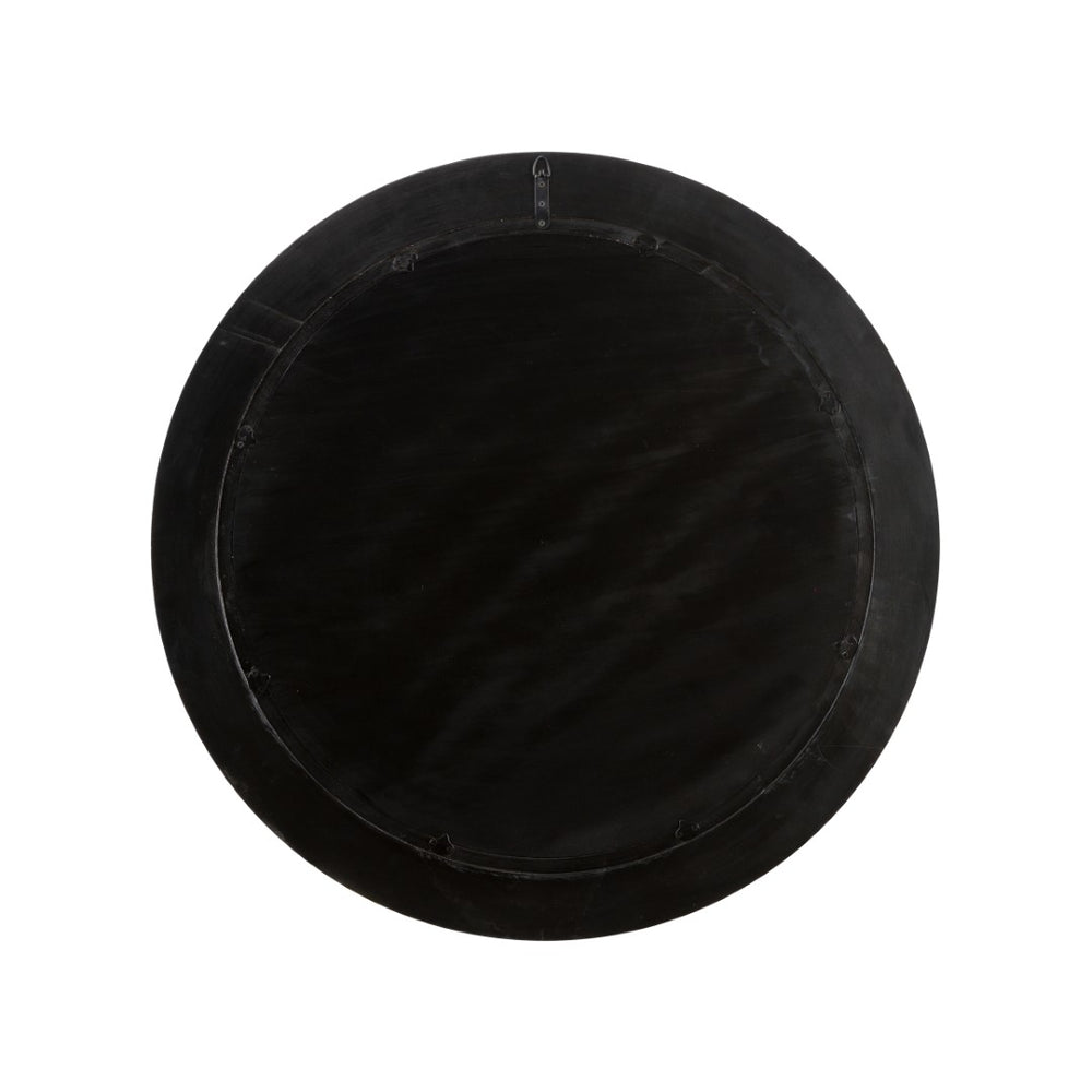 Chelsea House Midnight Regency-Inspired 40" Round Mirror With Black Wood Frame And Subtle Gold Inner Accents, 40" 370359