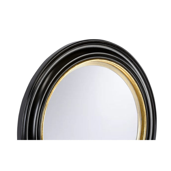 Chelsea House Midnight Regency-Inspired 40" Round Mirror With Black Wood Frame And Subtle Gold Inner Accents, 40" 370359