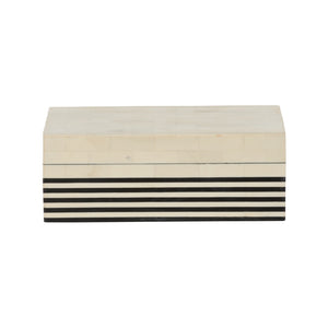 Chelsea House Howell Bone Inlay Striped Box Horizontal — Black & White Decorative Storage For Coffee Table, Entryway 370361