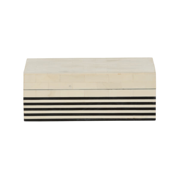 Chelsea House Howell Bone Inlay Striped Box Horizontal — Black & White Decorative Storage For Coffee Table, Entryway 370361