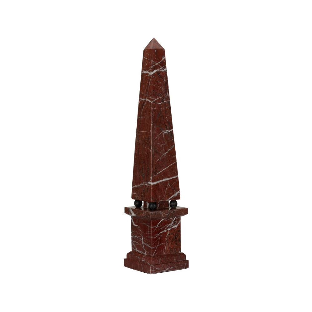 Chelsea House Currant Red Marble Obelisk 33" — Tapered Pyramid Decor Accent, Polished Luxury Statement Piece 370362