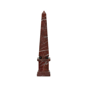 Chelsea House Currant Red Marble Obelisk 33" — Tapered Pyramid Decor Accent, Polished Luxury Statement Piece 370362