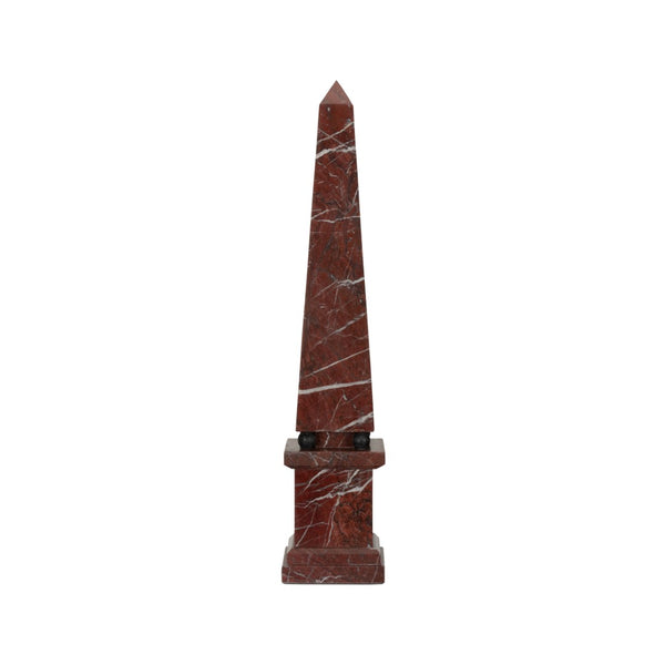 Chelsea House Currant Red Marble Obelisk 33" — Tapered Pyramid Decor Accent, Polished Luxury Statement Piece 370362