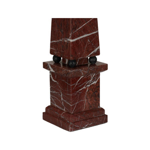 Chelsea House Currant Red Marble Obelisk 33" — Tapered Pyramid Decor Accent, Polished Luxury Statement Piece 370362