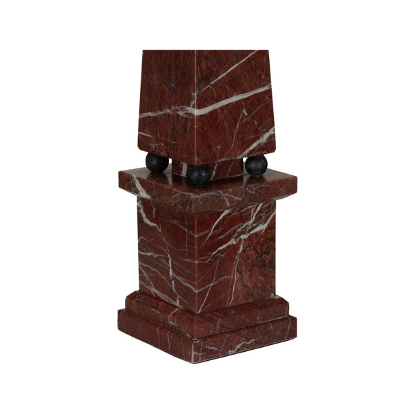 Chelsea House Currant Red Marble Obelisk 33" — Tapered Pyramid Decor Accent, Polished Luxury Statement Piece 370362