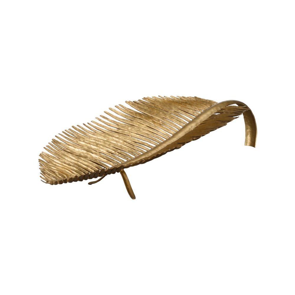 Chelsea House Palm Palm Leaf Fruit Bowl With Gold Metal Finish, Sculptural Tropical Centerpiece For Home Decor 370364