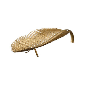 Chelsea House Palm Palm Leaf Fruit Bowl With Gold Metal Finish, Sculptural Tropical Centerpiece For Home Decor 370364
