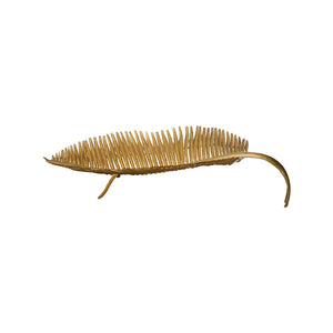 Chelsea House Palm Palm Leaf Fruit Bowl With Gold Metal Finish, Sculptural Tropical Centerpiece For Home Decor 370364