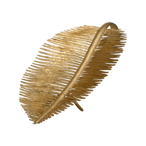 Chelsea House Palm Palm Leaf Fruit Bowl With Gold Metal Finish, Sculptural Tropical Centerpiece For Home Decor 370364