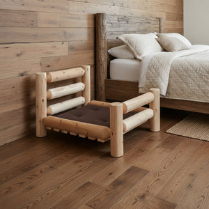 HomeRoots 20" Cozy Solid Cedar Pet Bed Frame - Handcrafted Rustic Log Cabin Style for Small Dogs & Cats 370364