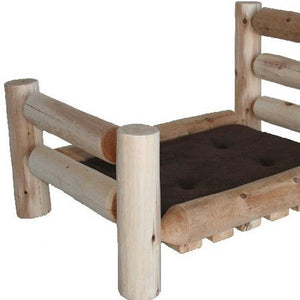 HomeRoots 20" Cozy Solid Cedar Pet Bed Frame - Handcrafted Rustic Log Cabin Style for Small Dogs & Cats 370364