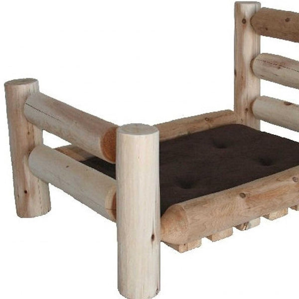 HomeRoots 20" Cozy Solid Cedar Pet Bed Frame - Handcrafted Rustic Log Cabin Style for Small Dogs & Cats 370364