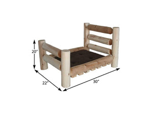 HomeRoots 20" Cozy Solid Cedar Pet Bed Frame - Handcrafted Rustic Log Cabin Style for Small Dogs & Cats 370364