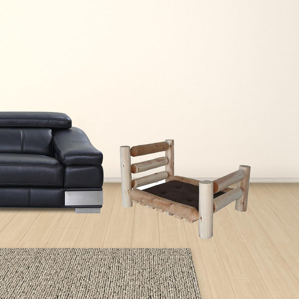 Homeroots Rustic And Natural Cedar Log Small Replica Pet Bed  Wood 370364