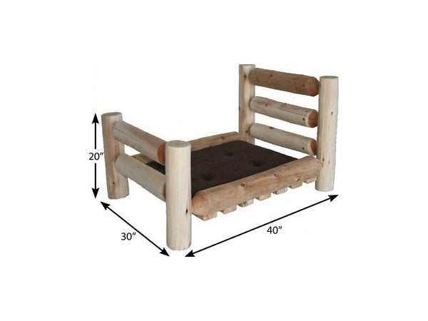 HomeRoots 20" Natural Solid Wood Pet Bed Frame - Rustic Cedar Design for Medium Dogs, Cozy & Stylish Retreat 370365